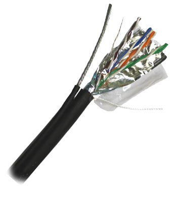 TWT-5EFTP-OUT-TR - Кабель FTP витая пара, одножильный, 4 пары, категория 5e, внешний с тросом, PE, 305 м